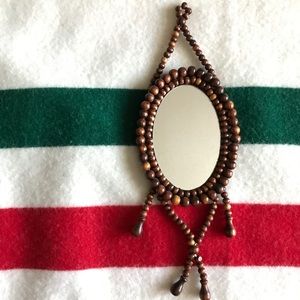 Vintage Wooden Bead Mirror (Boho Style)